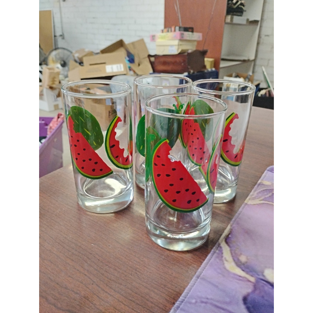5 Libbey Watermelon Vintage Ice Tea Drinking Glassware Glasses 16 Oz